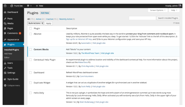 Wordpress Dashboard
